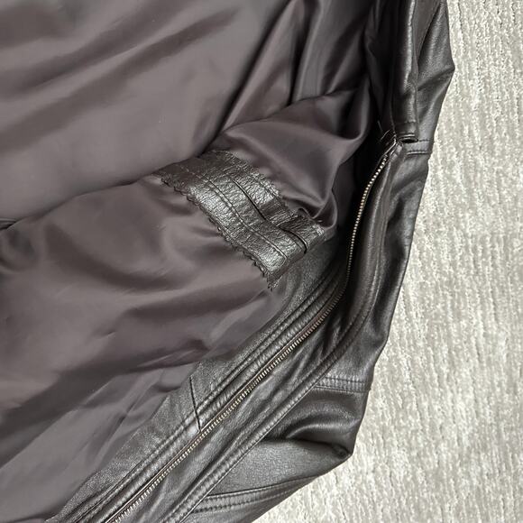 MR Florence Italy Jacket Mens 50 Brown Leather Bomber Made In Italy Full Zip - Picture 6 of 16